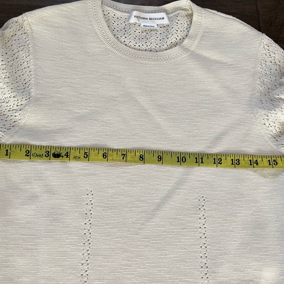 VICTORIA BECKHAM Open-knit midi dress size Medium Ivory - Picture 10 of 11